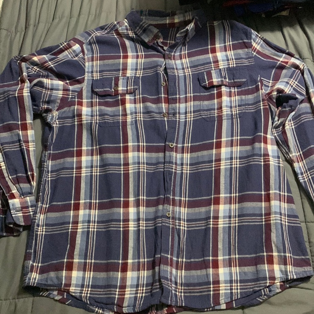 Mens Long Sleeve Plaid Shirt XL